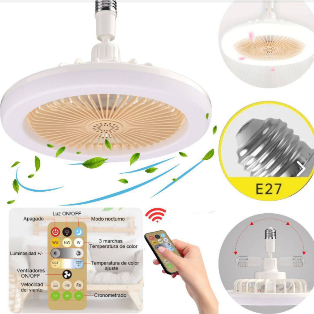 Foco Ventilador Techo 2 En 1 Ahorrador